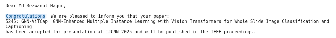 IJCNN 2025 Acceptance for GNN-ViTCap