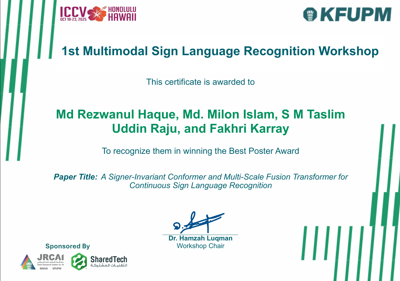 Best Poster Award Certificate Thumbnail